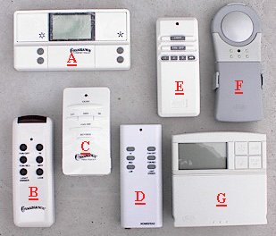 Remote controls for ceiling fans.